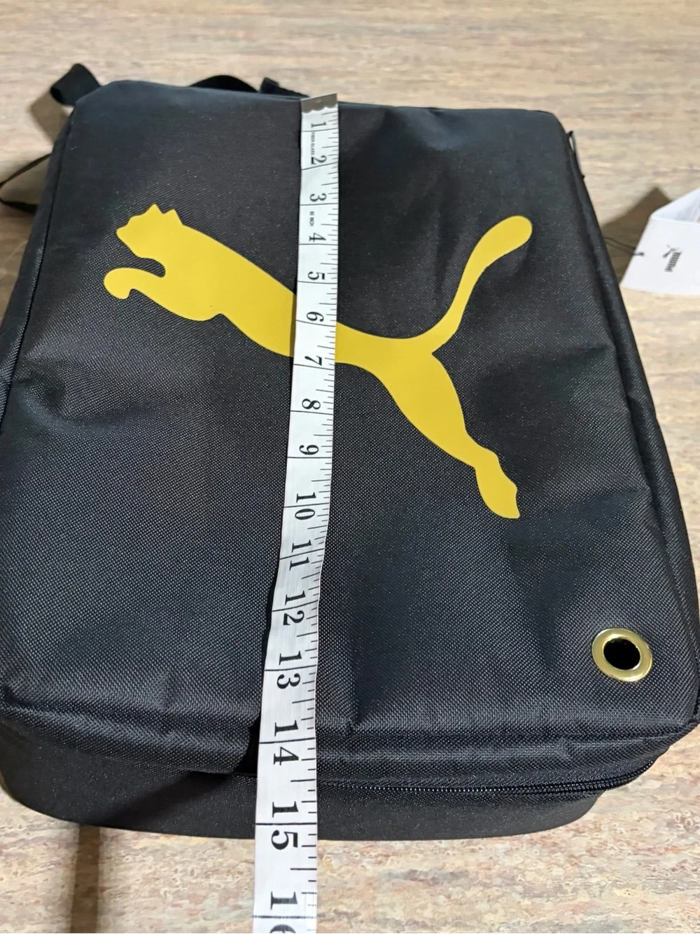 NWT Puma Black Shoe Bag with Gold Logo with detachable strap